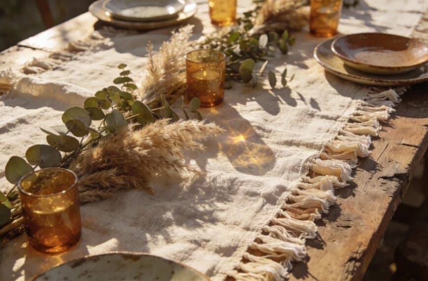 boho wedding cheesecloth styling