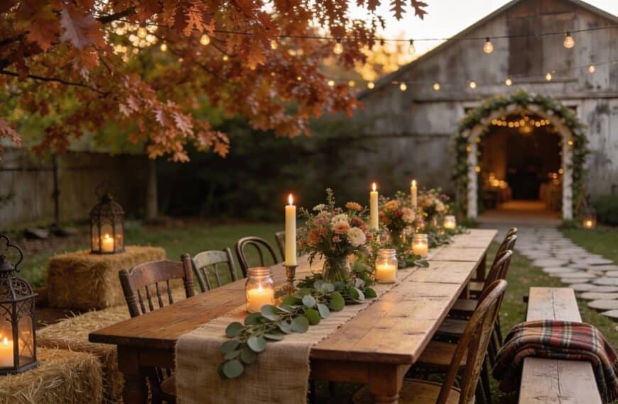 rustic fall backyard wedding